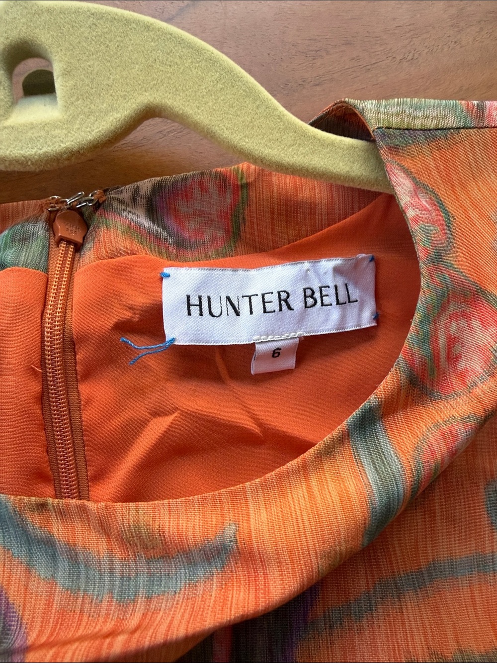 HUNTER BELL Sutton Taffeta Dress Size 6 Autumnal Fall Orange Print $545 - Picture 12 of 14